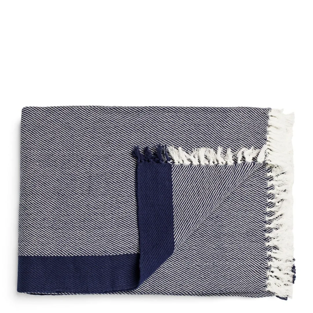 New Daylesford Organic Borderline Blanket Navy