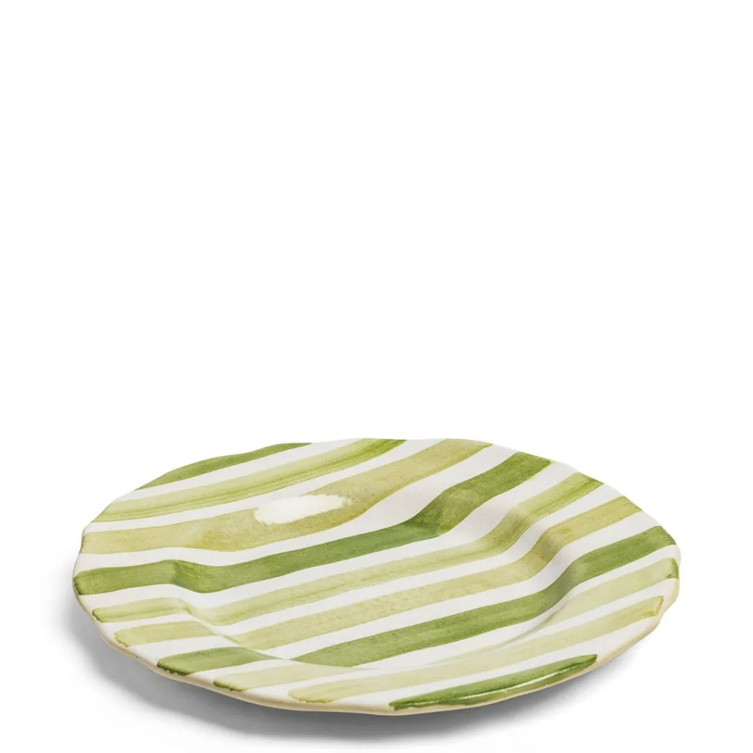 Discount Daylesford Organic Circus Stripe Green Dinner Plate