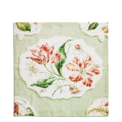 Clearance Daylesford Organic Daylesford x Colefax Quince Garden Napkin in Green With Tulips