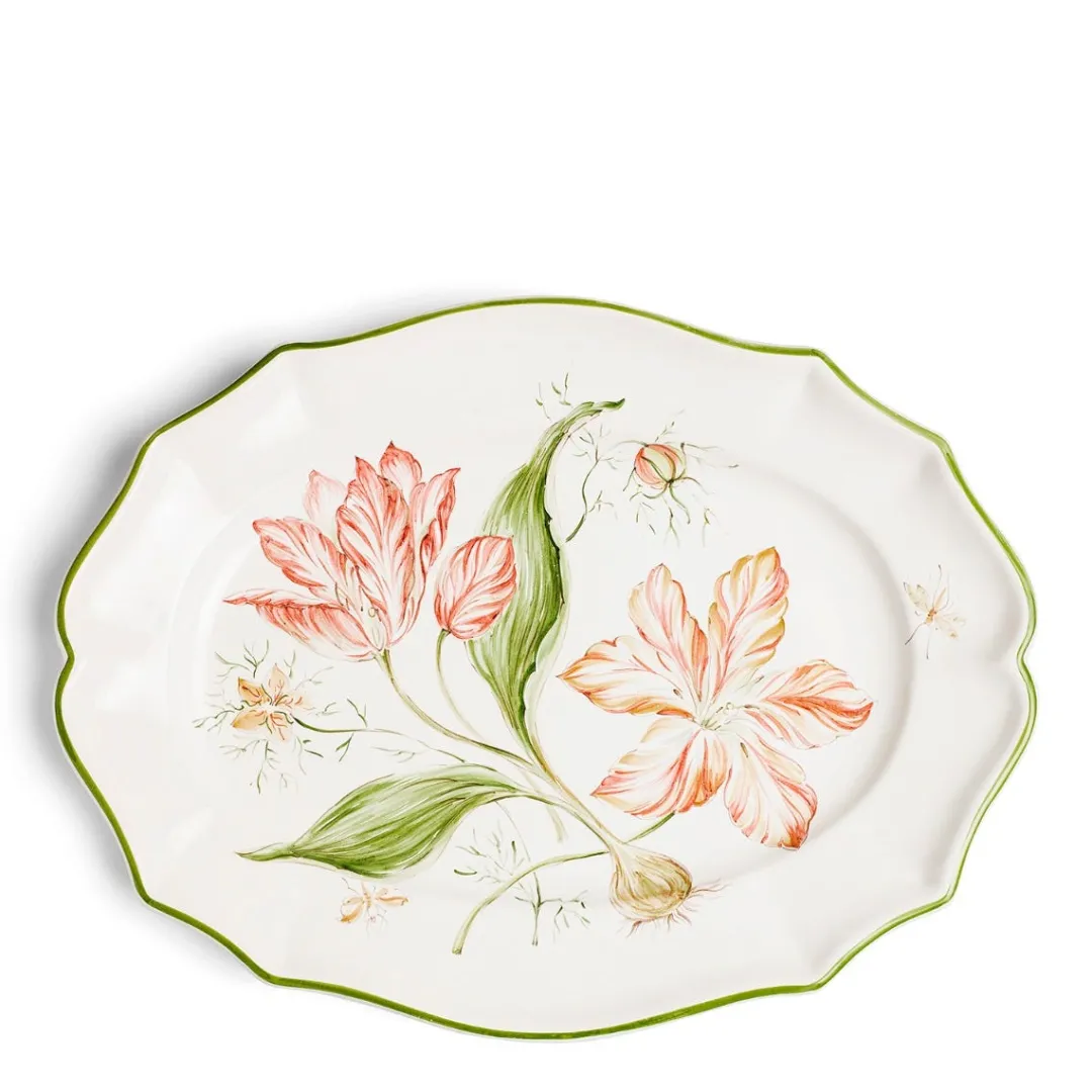 Clearance Daylesford Organic Daylesford x Colefax Quince Garden Serving Plate With Pink Tulips