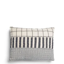 Clearance Daylesford Organic Patchwork Cushion Navy & White Rectangle