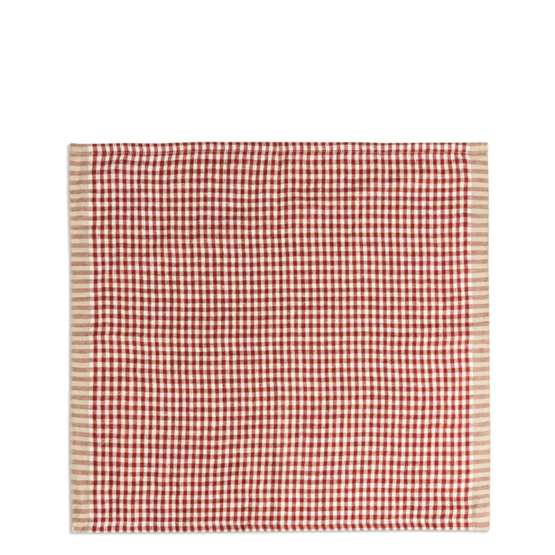 New Daylesford Organic Portobello Gingham Napkin Red