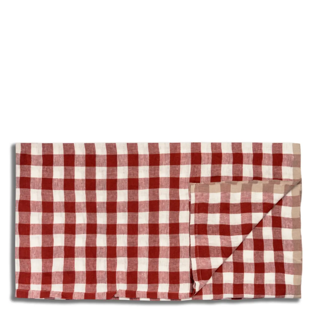 Shop Daylesford Organic Portobello Gingham Tablecloth Red