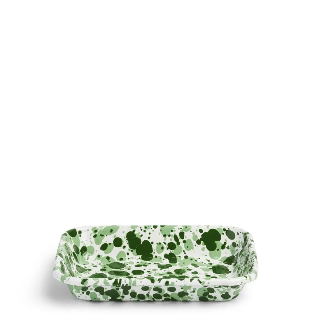 Fashion Daylesford Organic Splatter Small Rectangular Dish Green Enamel