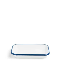 Shop Daylesford Organic White & Blue Enamel Rectangle Dish Small