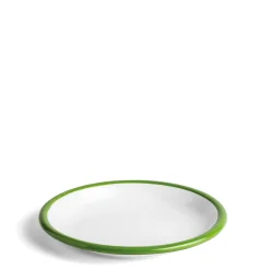 Online Daylesford Organic White & Green Enamel Plate 26cm
