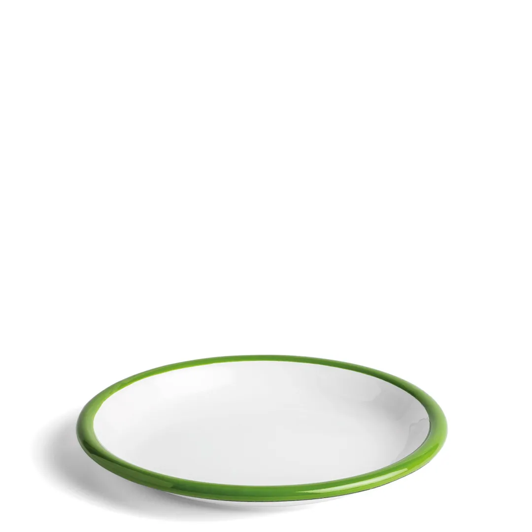 Online Daylesford Organic White & Green Enamel Plate 26cm