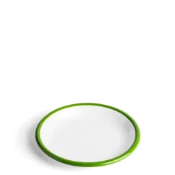 New Daylesford Organic White & Green Enamel Plate 20cm
