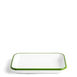 Clearance Daylesford Organic White & Green Enamel Rectangular Dish 26cm