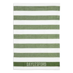 New Daylesford Organic White & Green Stripe Tea Towel