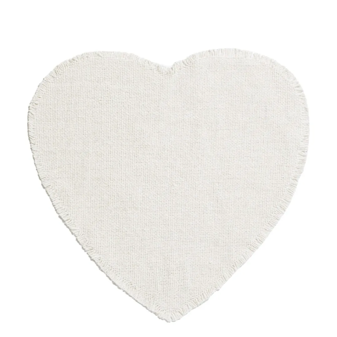 New Daylesford Organic White Linen Heart Placemat